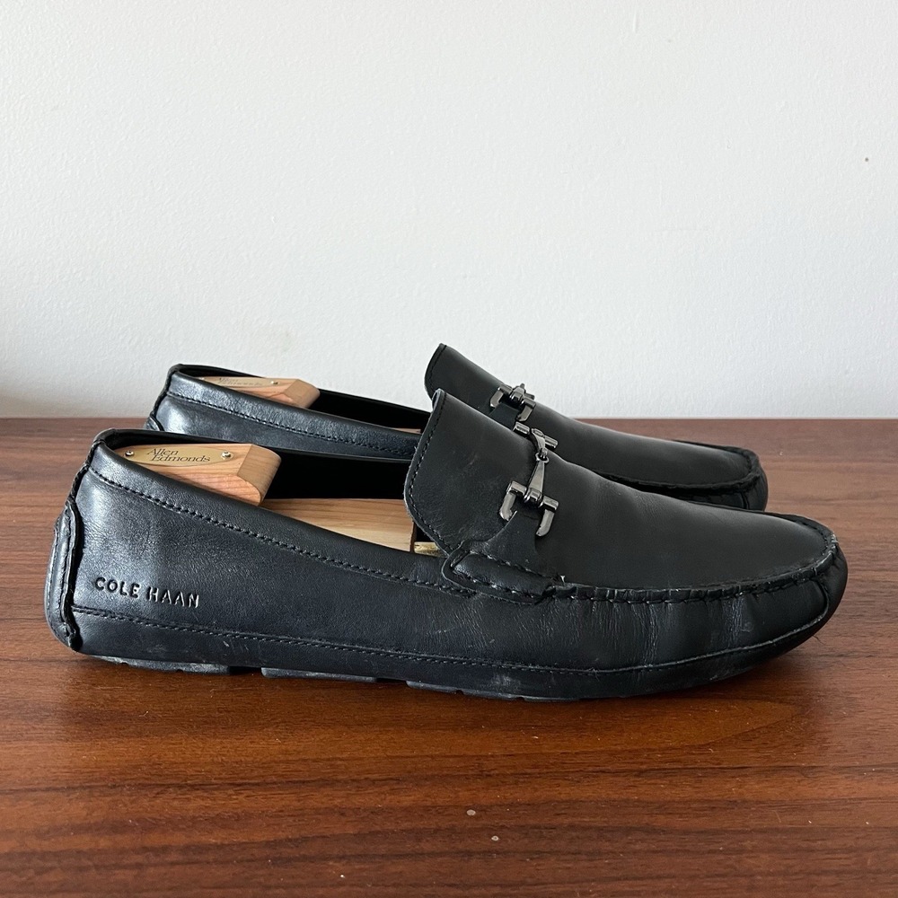 Cole Haan Wyatt Bit Driving Loafer Black Leather Mens Size 10.5M Luxury Classy - Picture 2 of 9